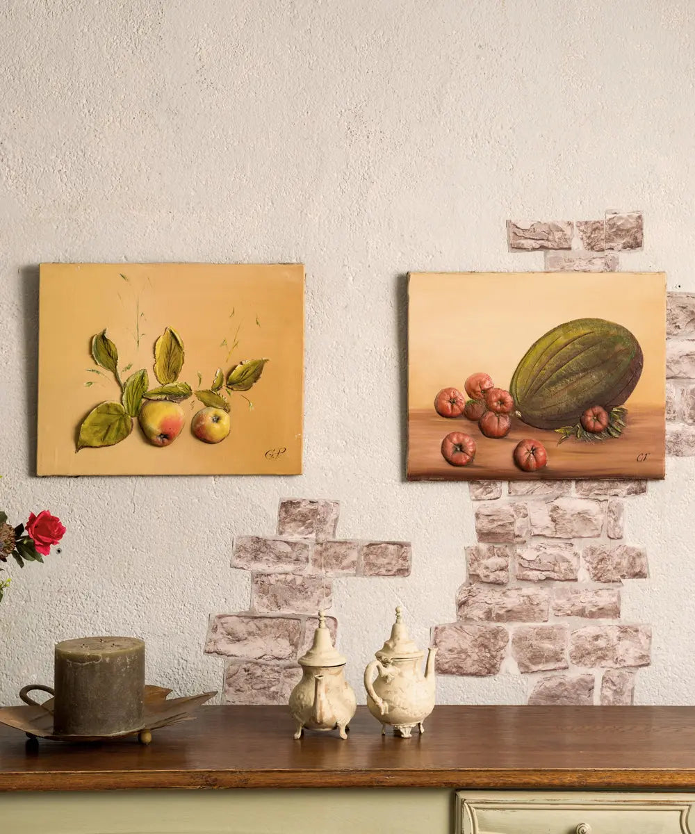 Pareja de bodegones en relieve Antique arte y decoracion