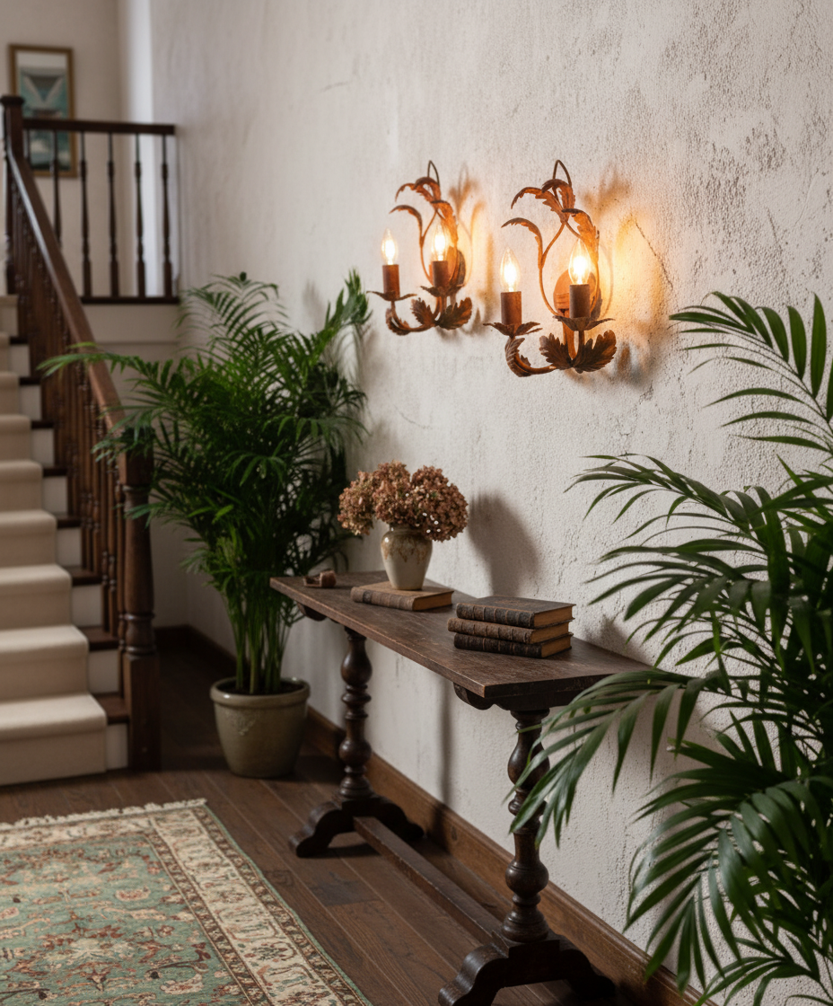 Pair of antique Chaudon metal wall lights