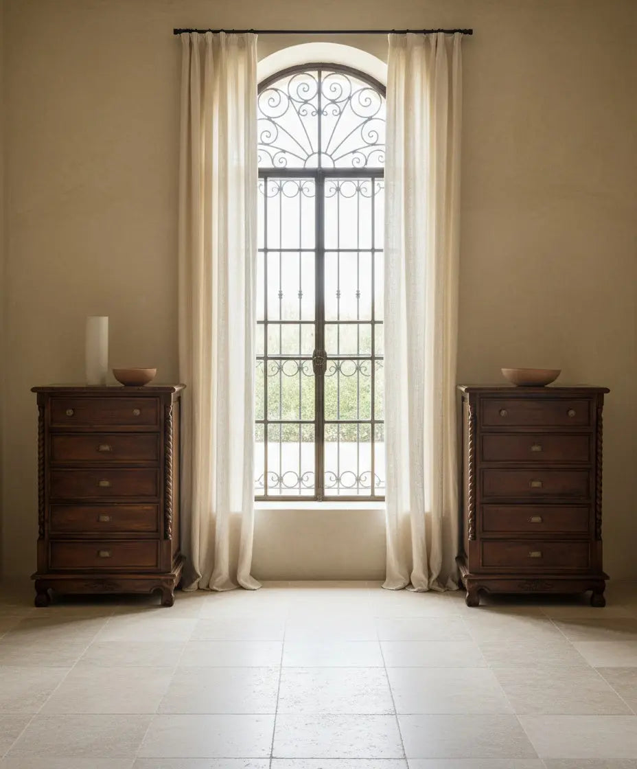 Antique solid wood chest of drawers with Solomonic columns
