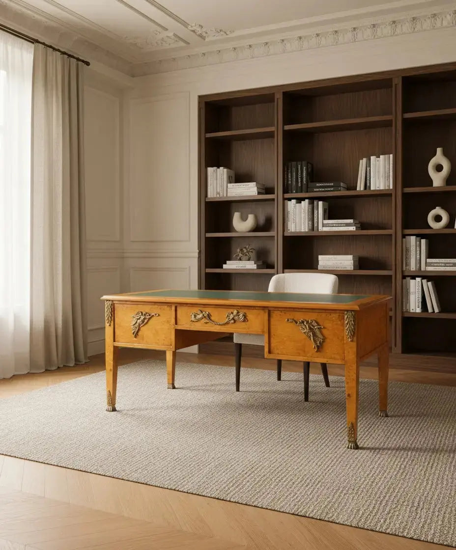 Escritorio de despacho estilo imperio en madera de raíz Antique arte y decoracion