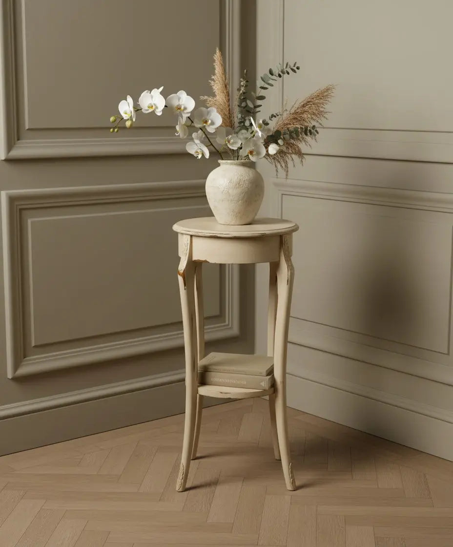 Pedestal peana estilo francés en decapé beige