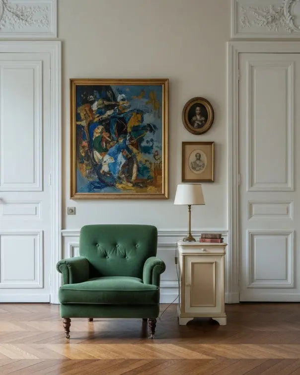 Mesita auxiliar vintage estilo provenzal en tonos beige decapé