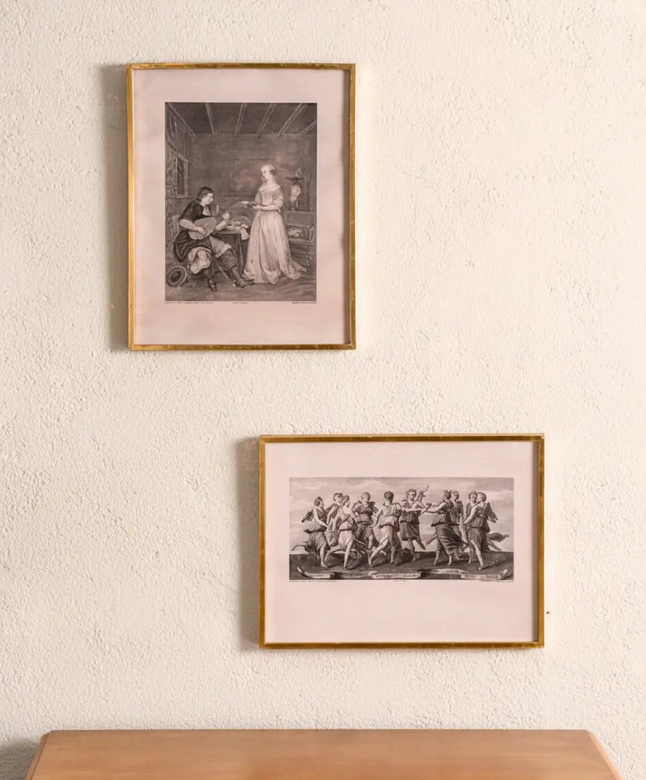 Pareja de litografias clásicas Antique arte y decoracion