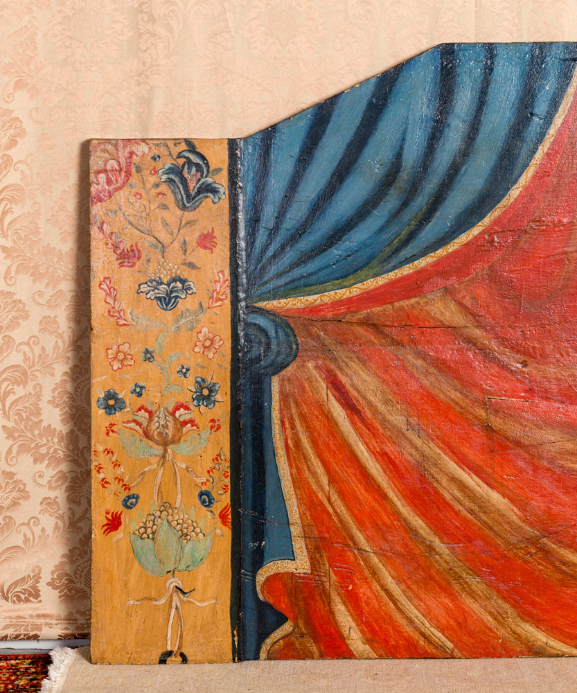 Antique painted headboard