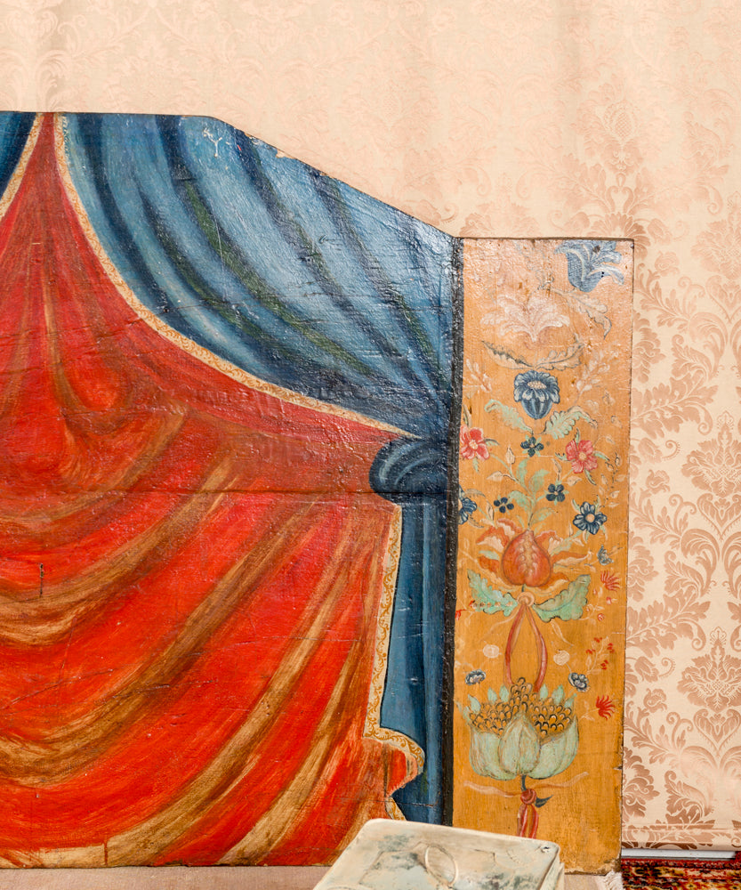 Antique painted headboard