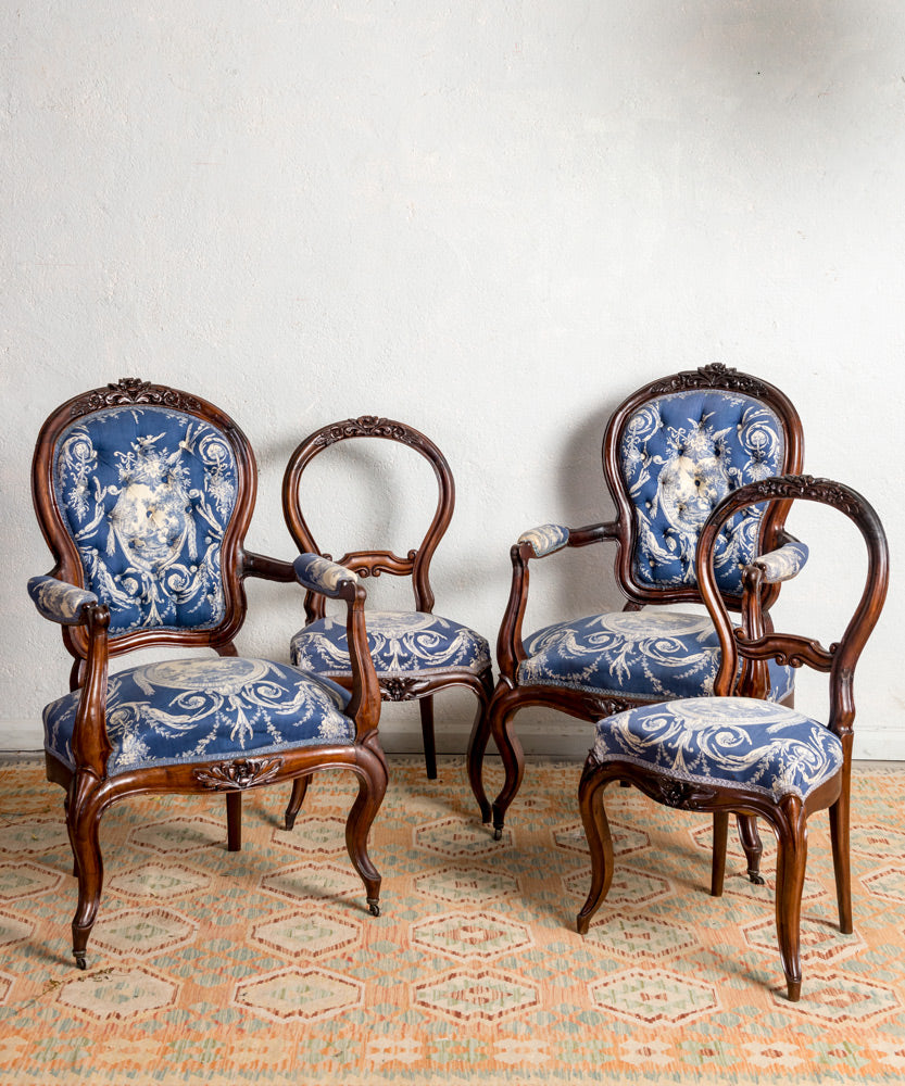 Antique Elizabethan set of armchairs and chairs