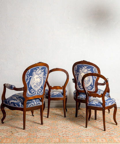 Antique Elizabethan set of armchairs and chairs