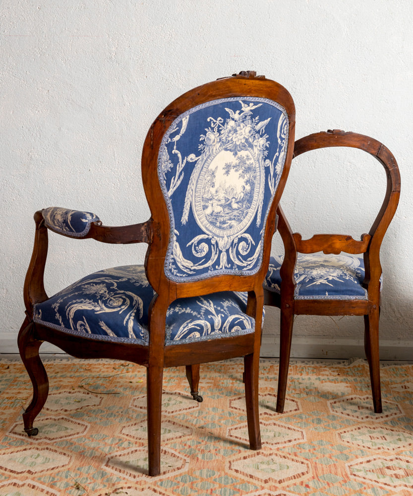 Antique Elizabethan set of armchairs and chairs