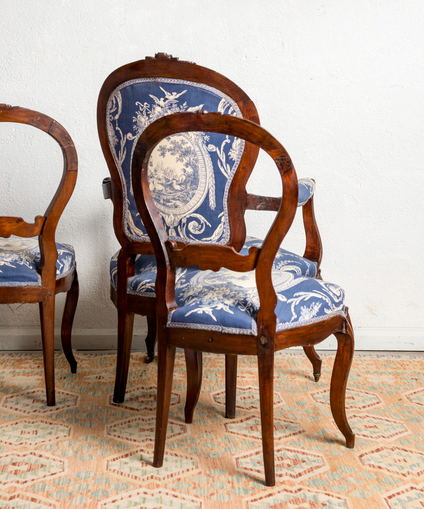 Antique Elizabethan set of armchairs and chairs