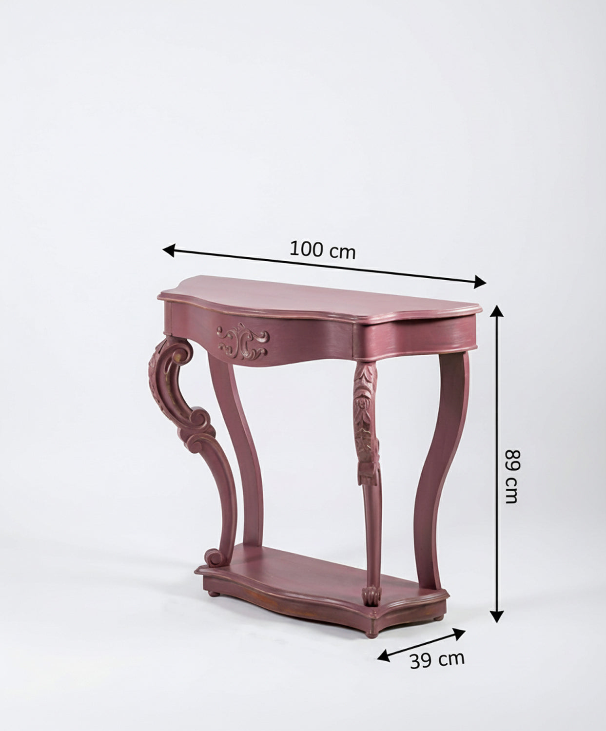 Esquema de dimensiones de la consola: 100 cm de ancho, 89 cm de alto y 39 cm de profundidad