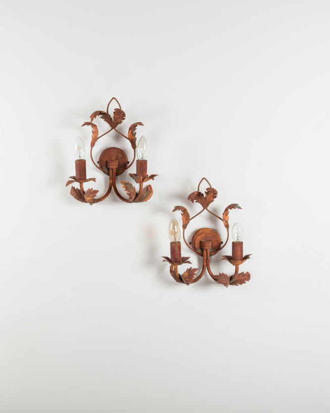 Pair of antique Chaudon metal wall lights