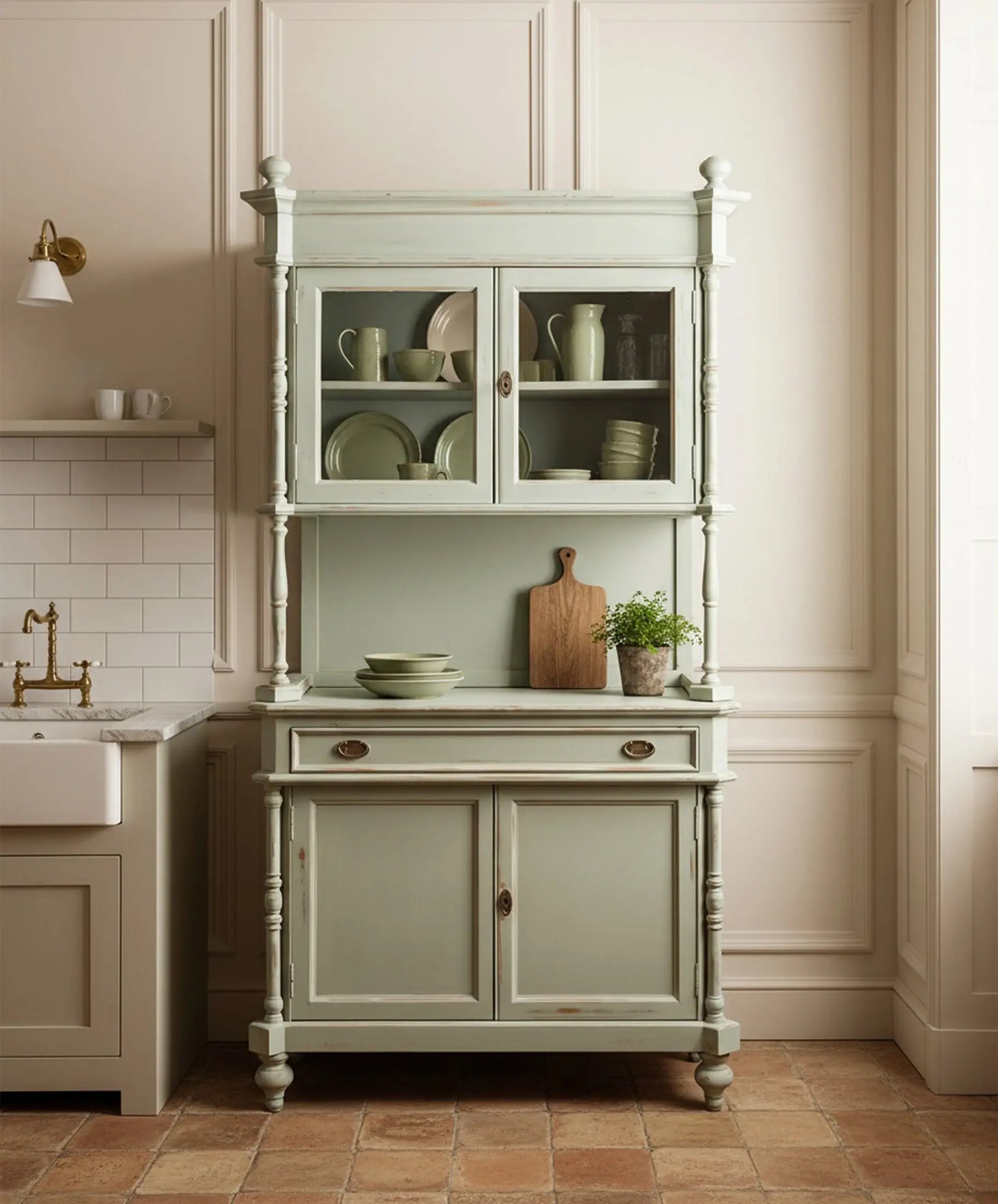 Alacena decapada en azul cielo en ambiente decorado estilo provenzal francés — Antique Arte y Decoración