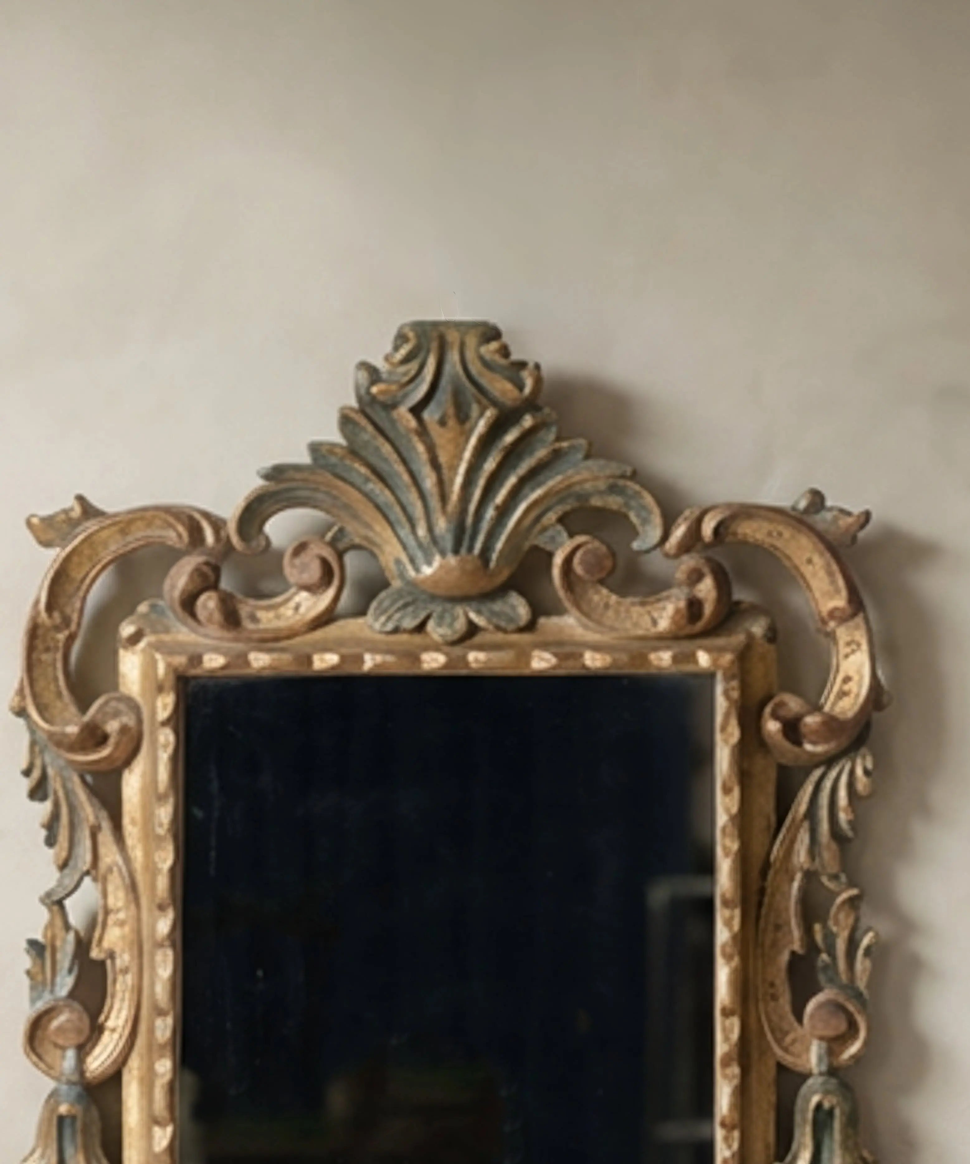 Espejo de pared Vintage Neobarroco Policromado en Oro y Azul