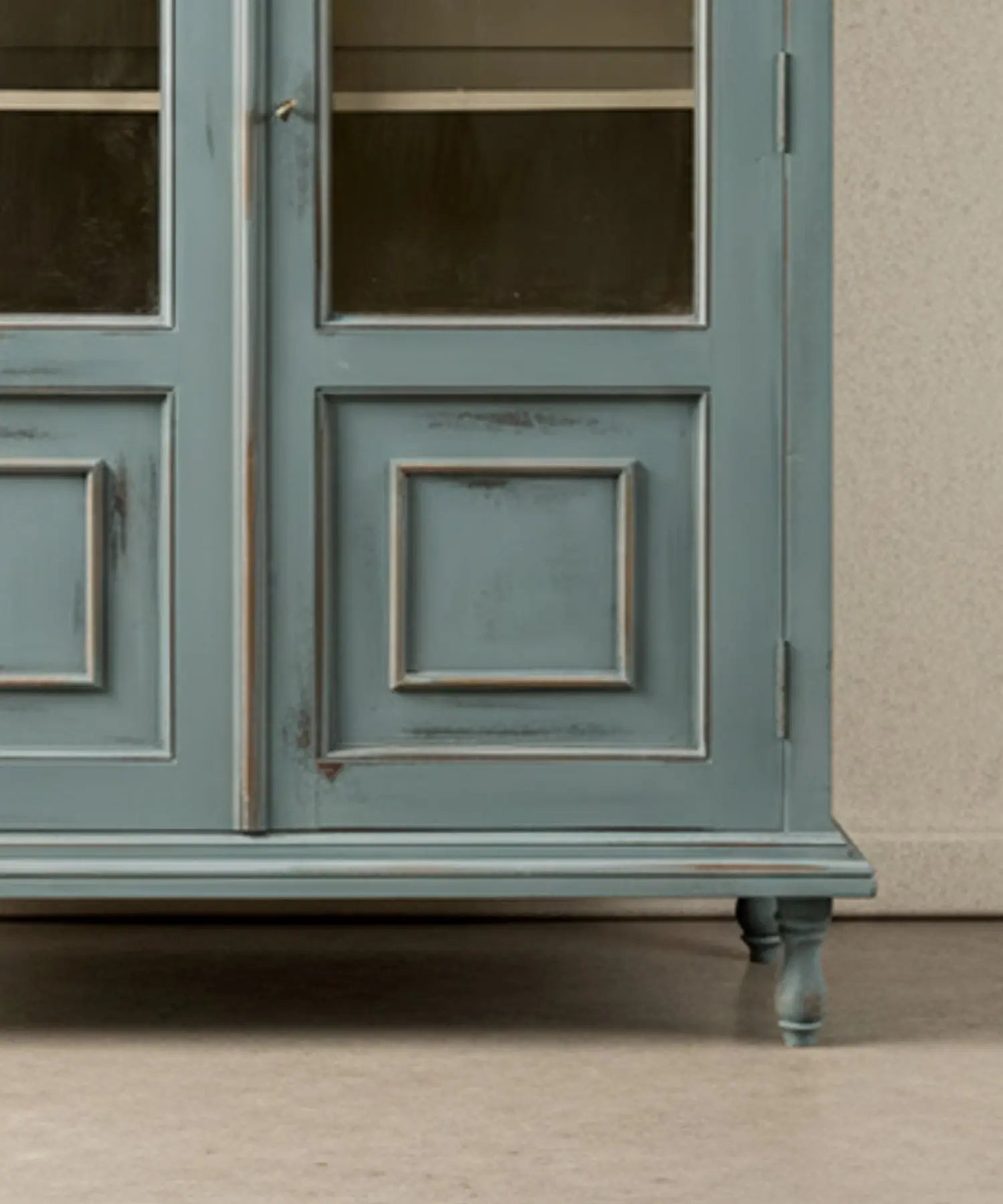 Neoclassical style display case in powder blue