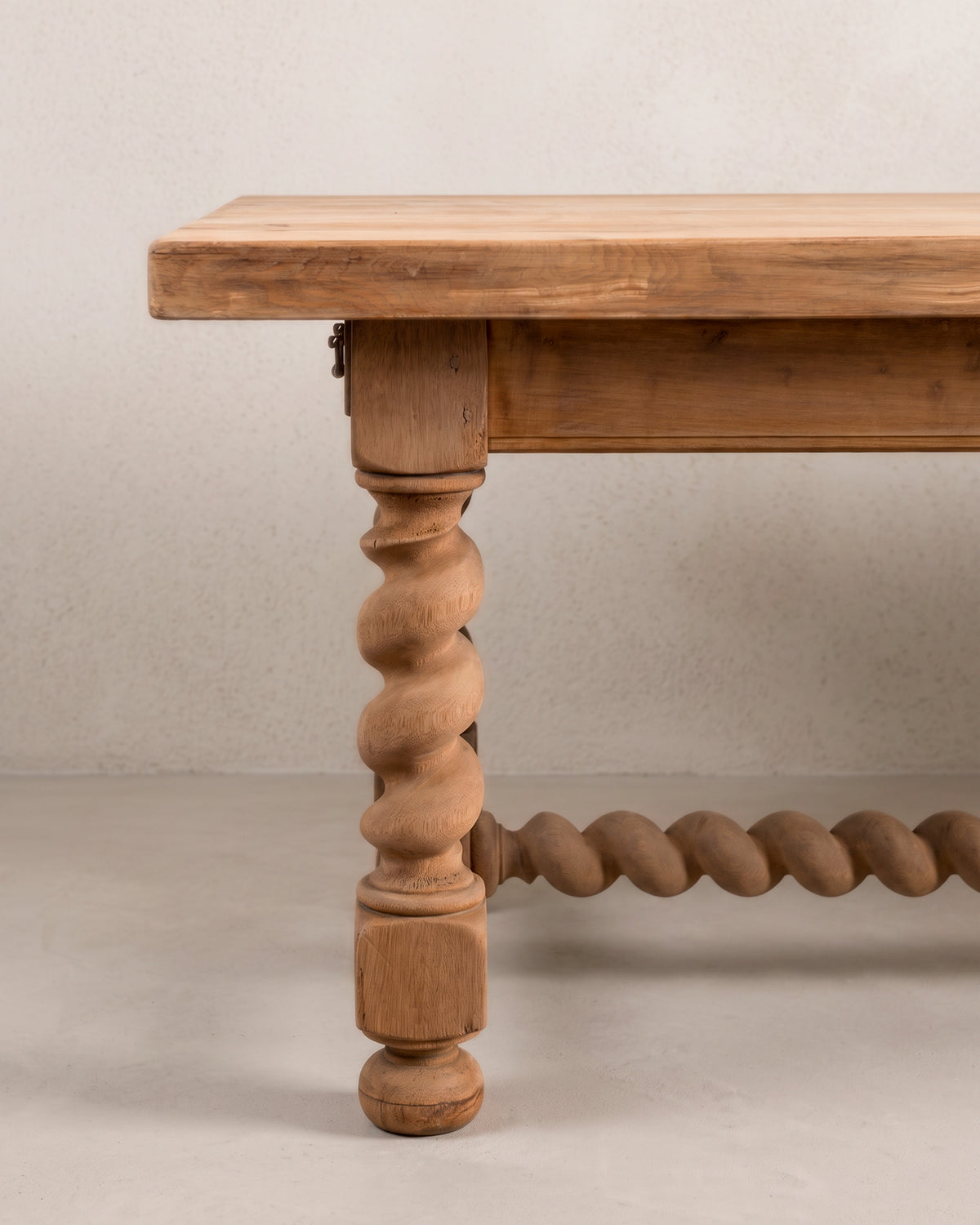Mesa de Comedor de Roble Macizo de 220 cm | Patas Salomónicas, Francia