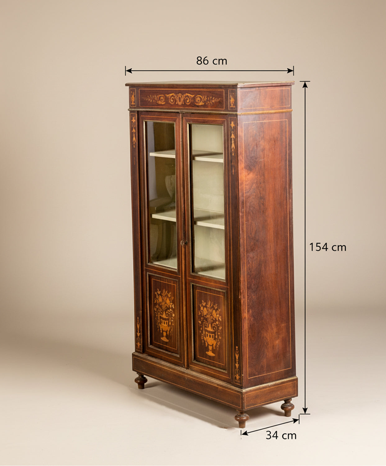 Vitrina antigua neoclásica de marquetería