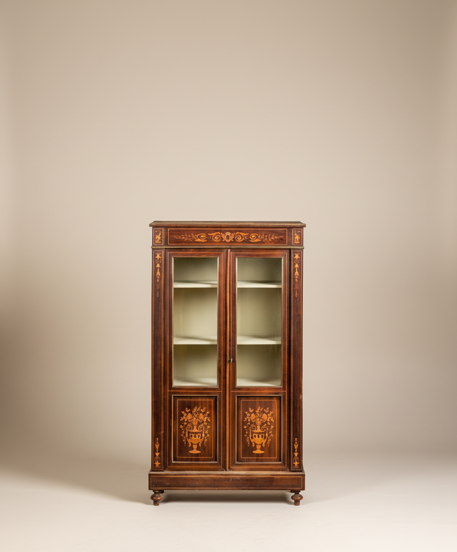 Vitrina antigua neoclásica de marquetería