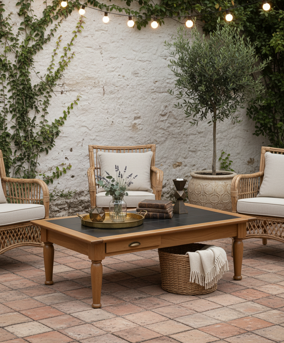 Mesa de centro rústica de madera