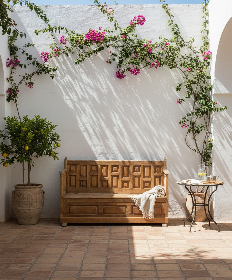 Banco escaño rústico de madera