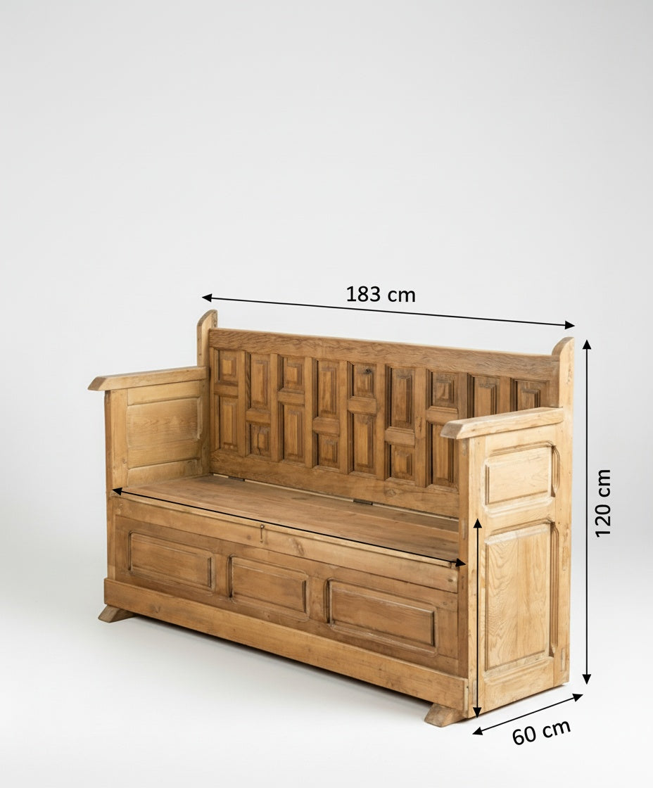 Banco escaño rústico de madera