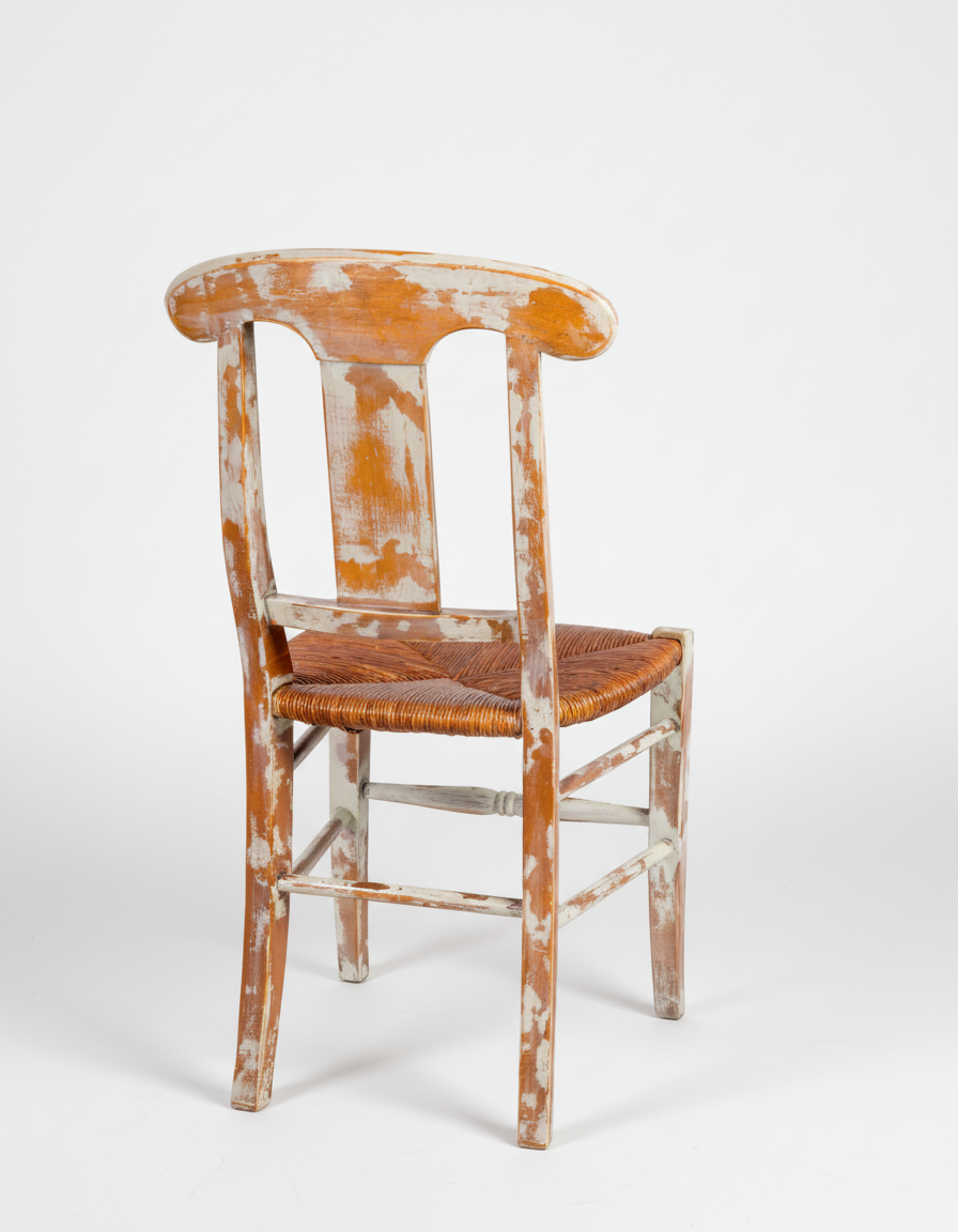 silla rustica lavada vista posterior