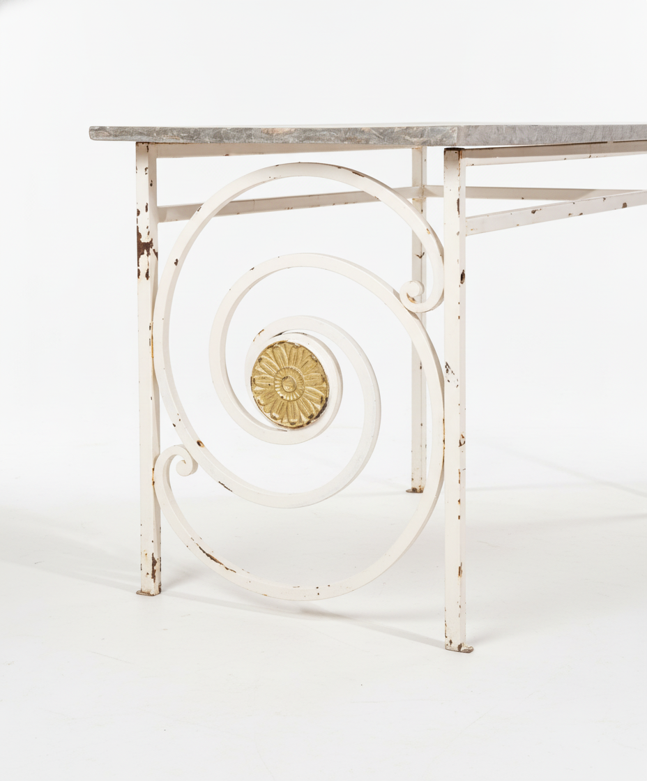 MESA DE FORJA Y MARMOL DETALLE