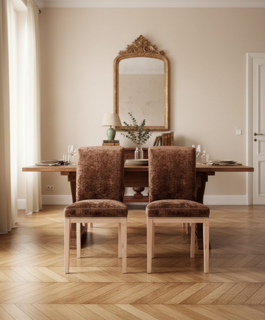 conjunto de sillas tapizadas marrones