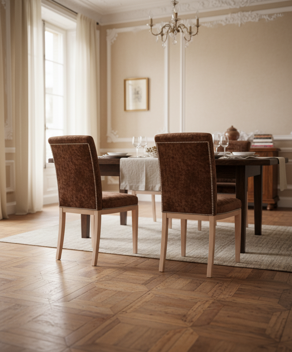 conjunto de sillas tapizadas marrones