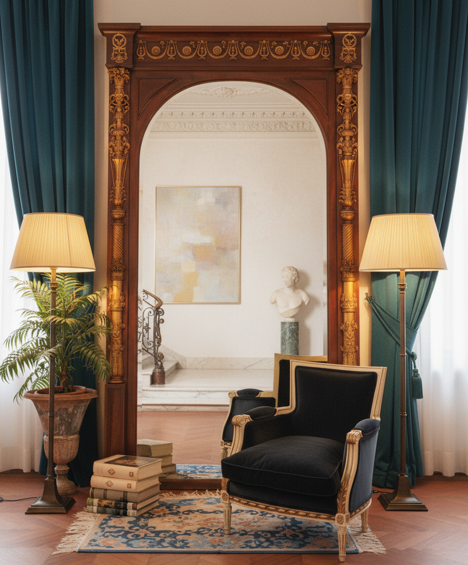 Espejo antiguo de caoba siglo XIX