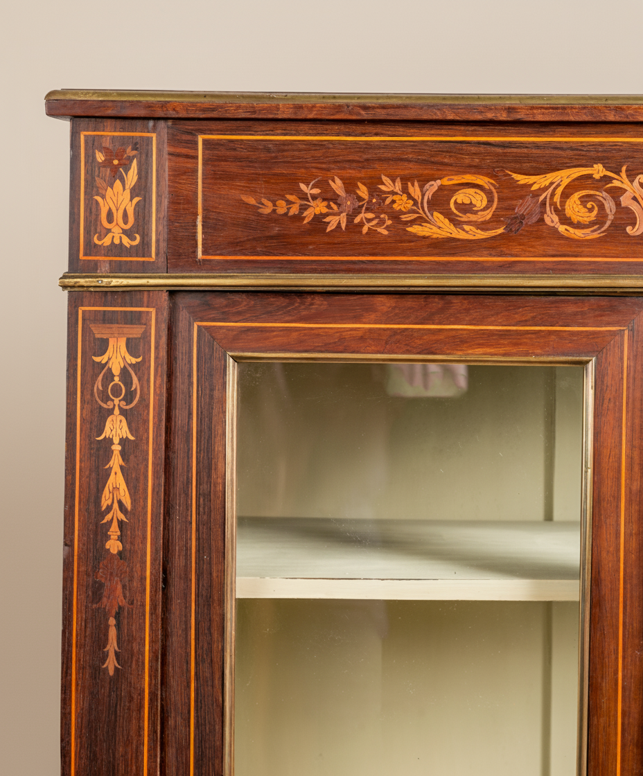 Vitrina antigua neoclásica de marquetería