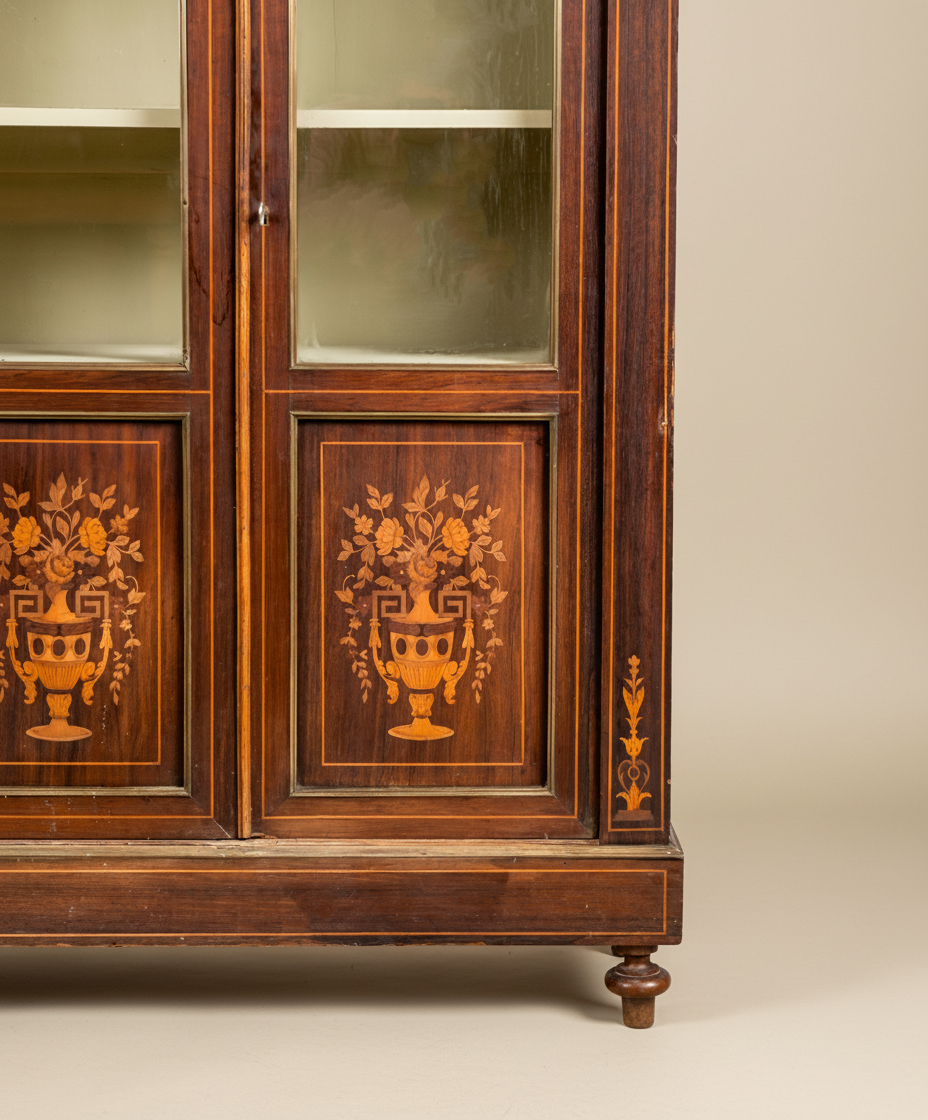 Vitrina antigua neoclásica de marquetería