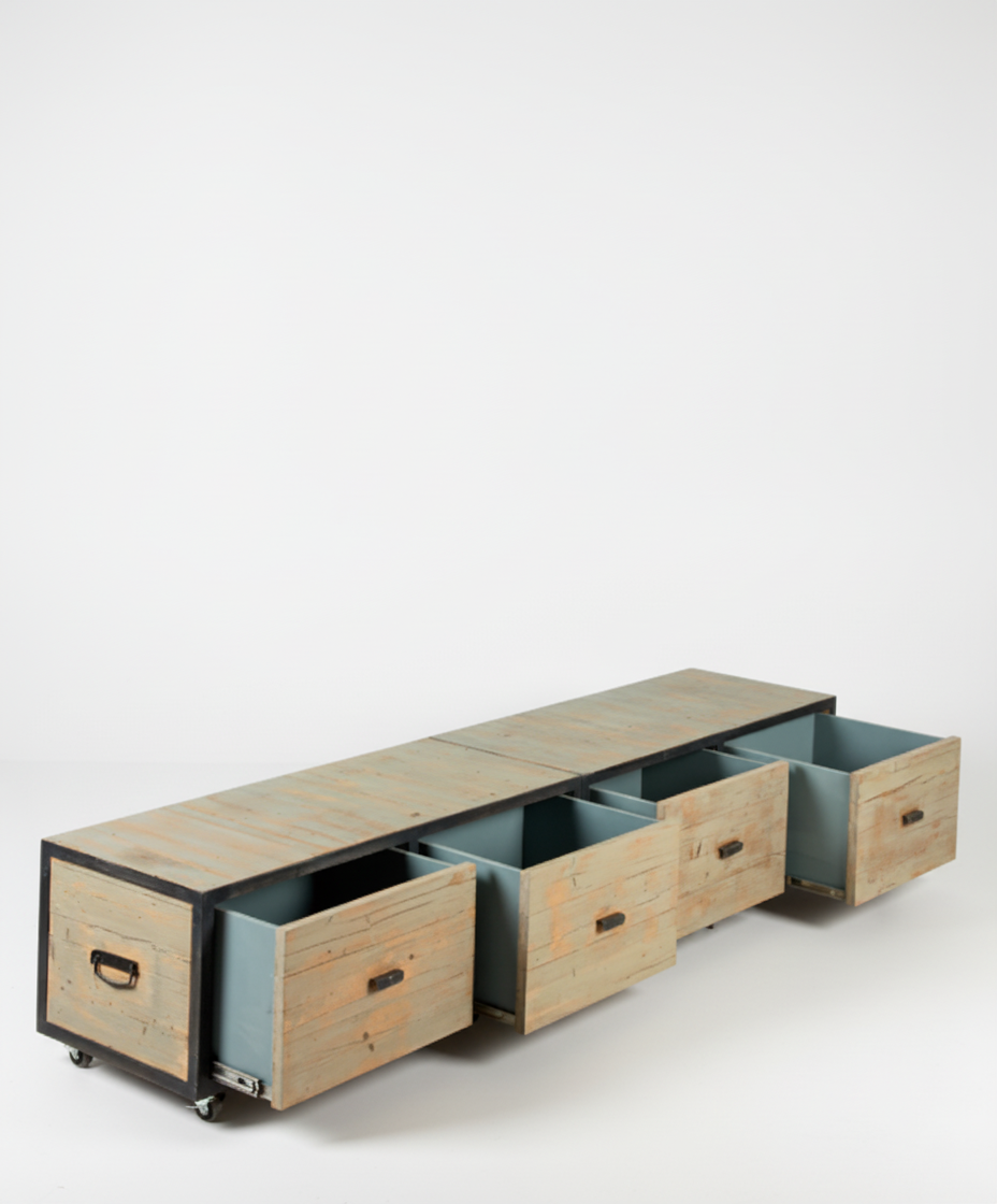 mueble cajonera industrial cajones abiertos