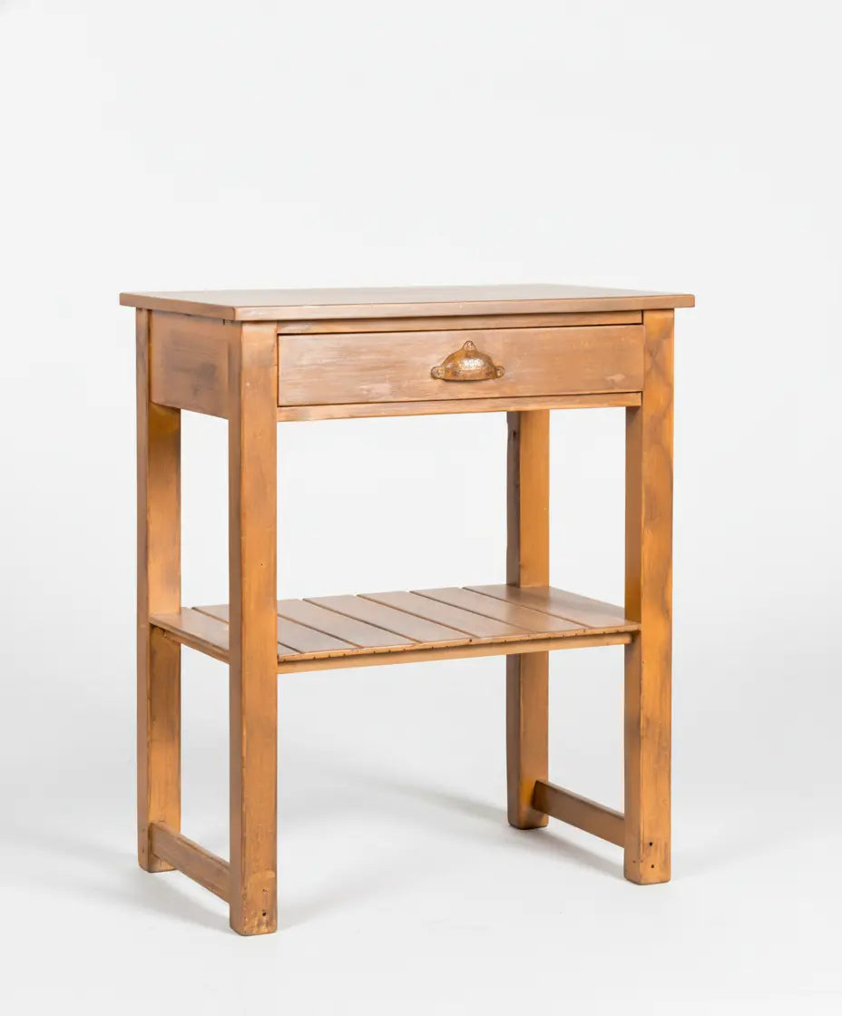 mesa auxiliar de madera vista lateral