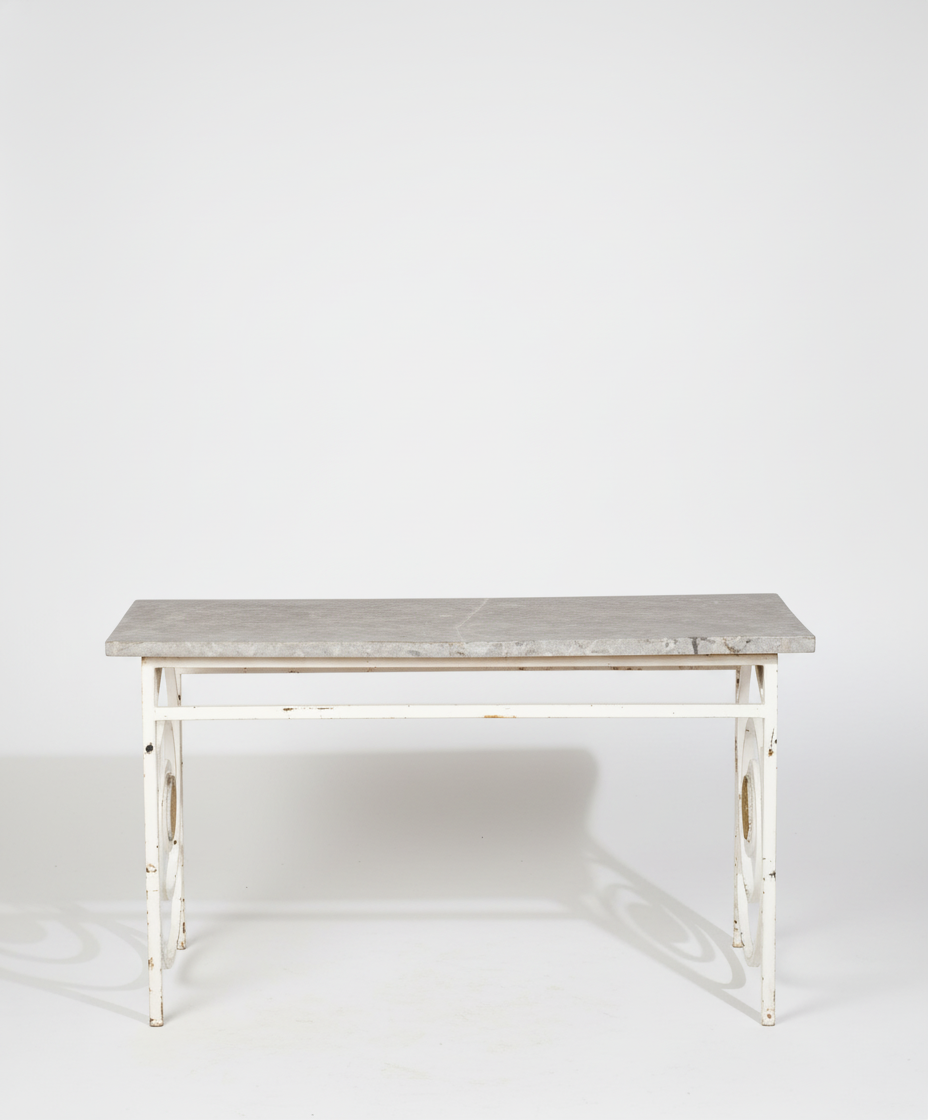 MESA DE FORJA Y MARMOL VISTA FRONTAL