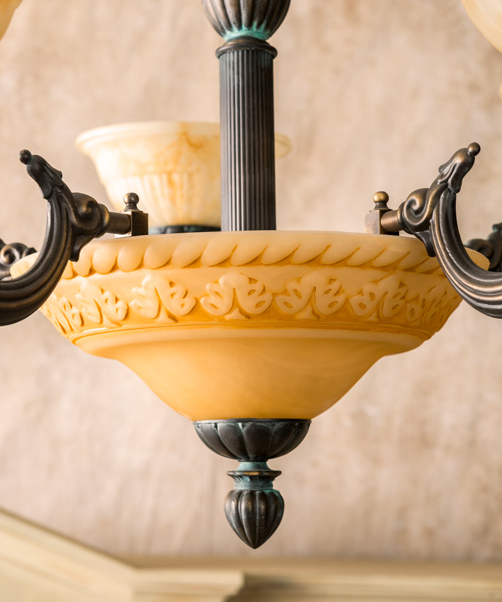 Bronze and Murano ceiling lamp