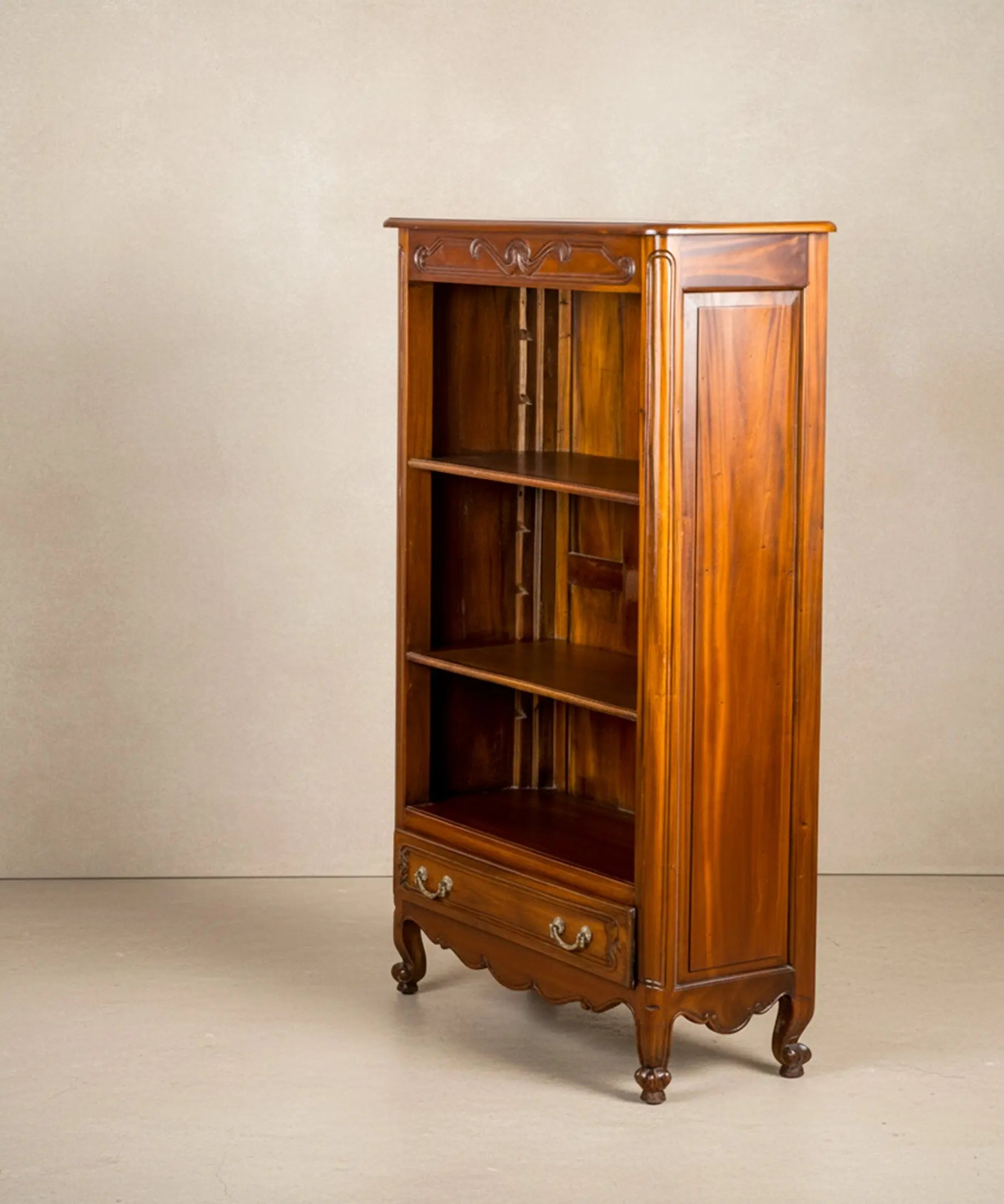 Librería antigua madera maciza cajón abierto herrajes latón Luis XV — Antique Arte y Decoración