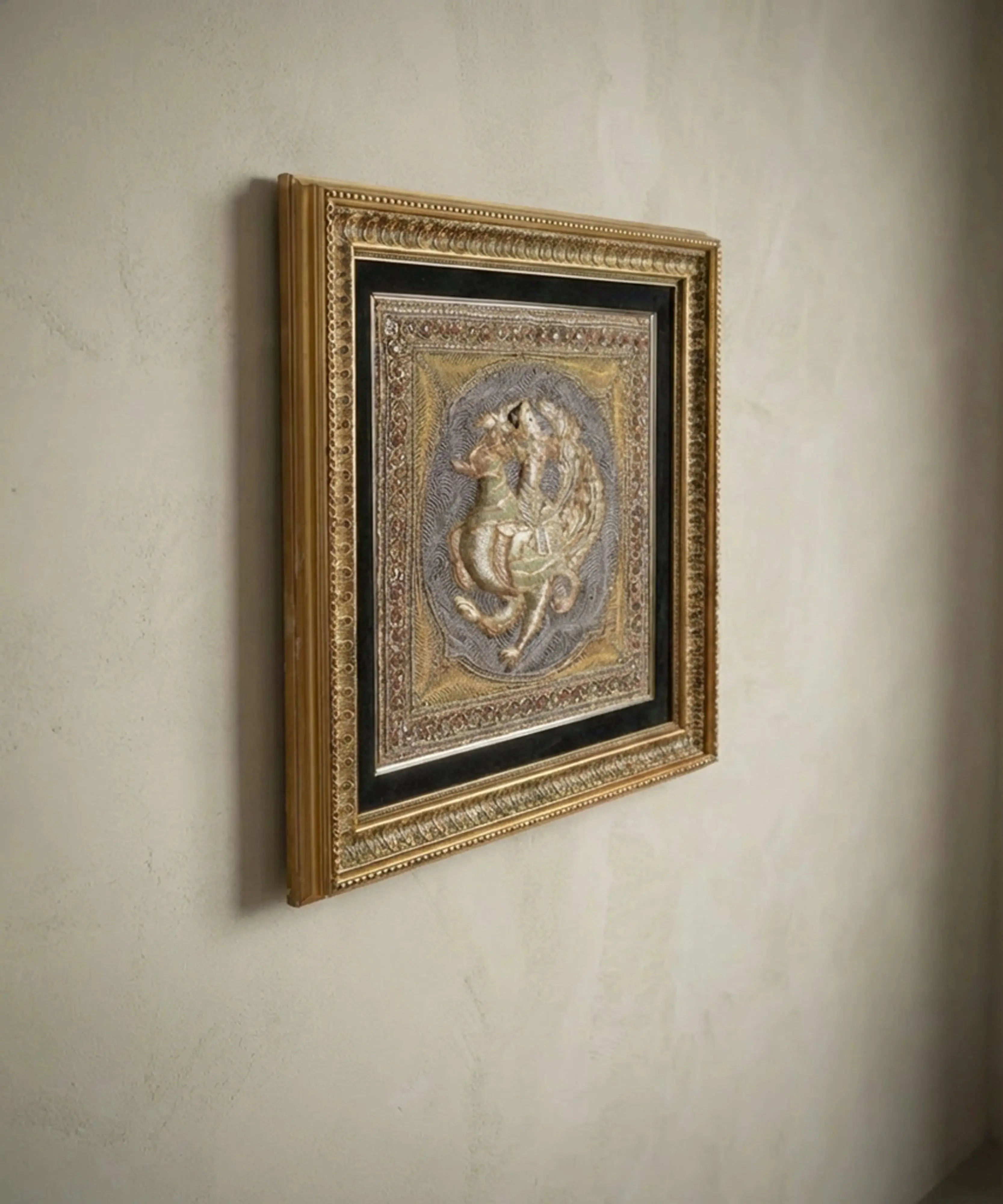 Cuadro tapiz oriental estilo kalaga en alto relieve Antique arte y decoracion