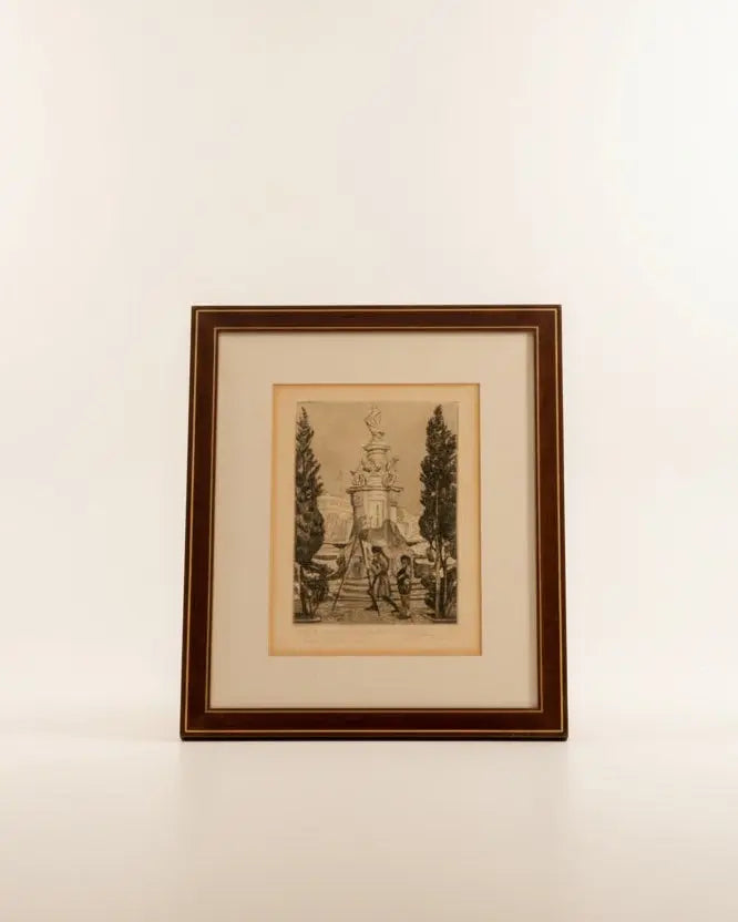 Grabado Fuente de Apolo de Madrid 1960 Antique arte y decoracion