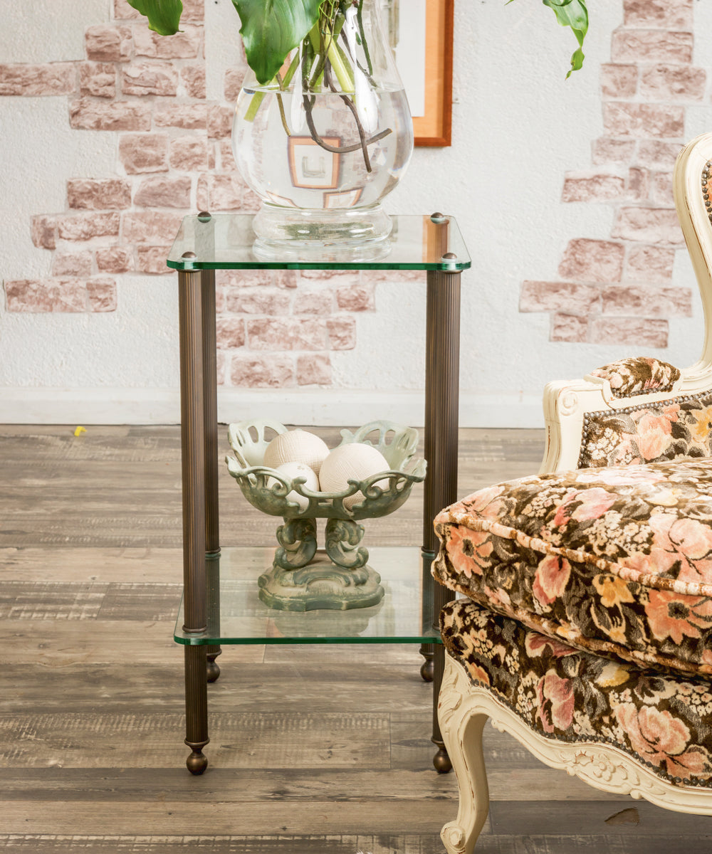 Brass and glass side table
