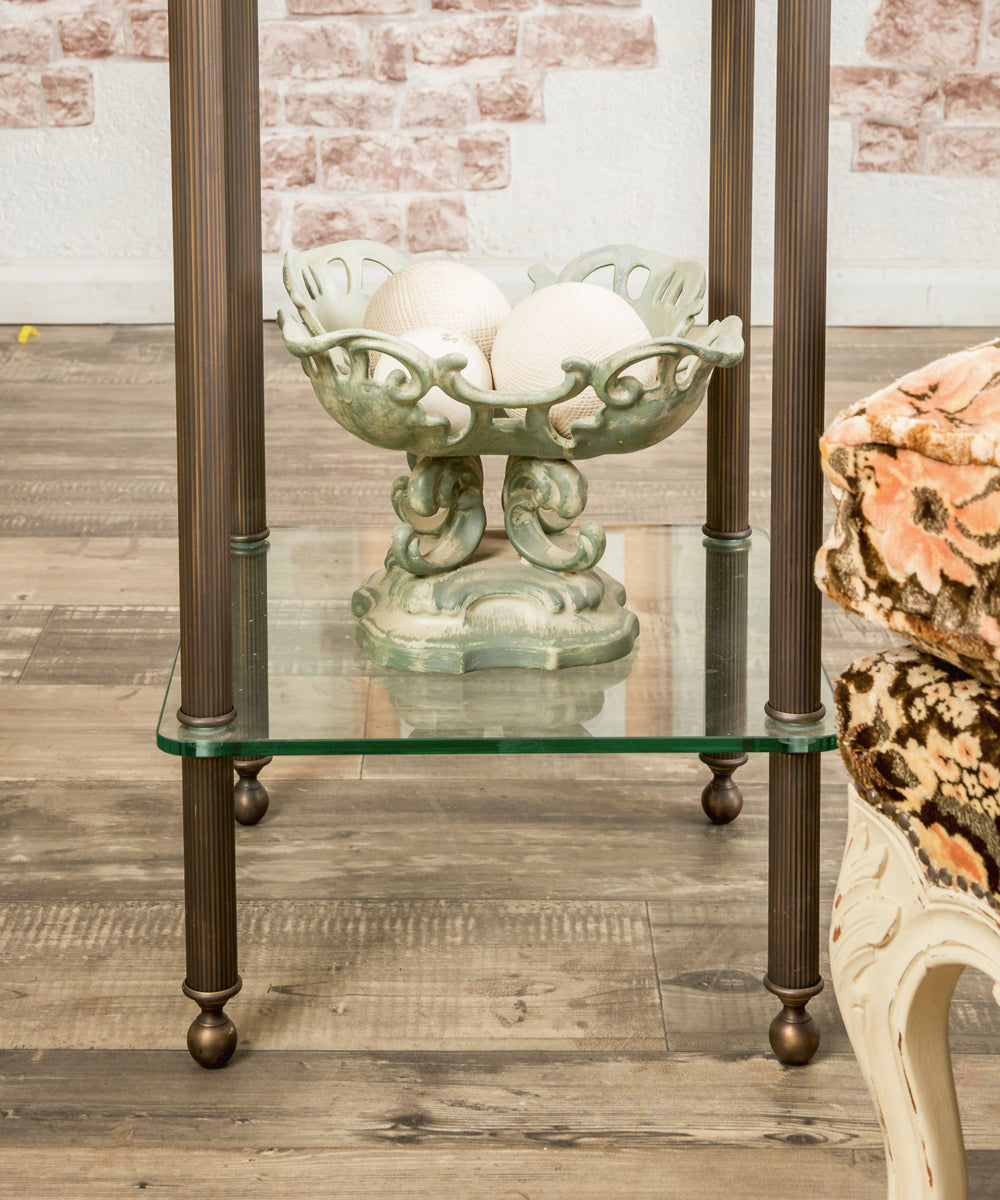 Brass and glass side table