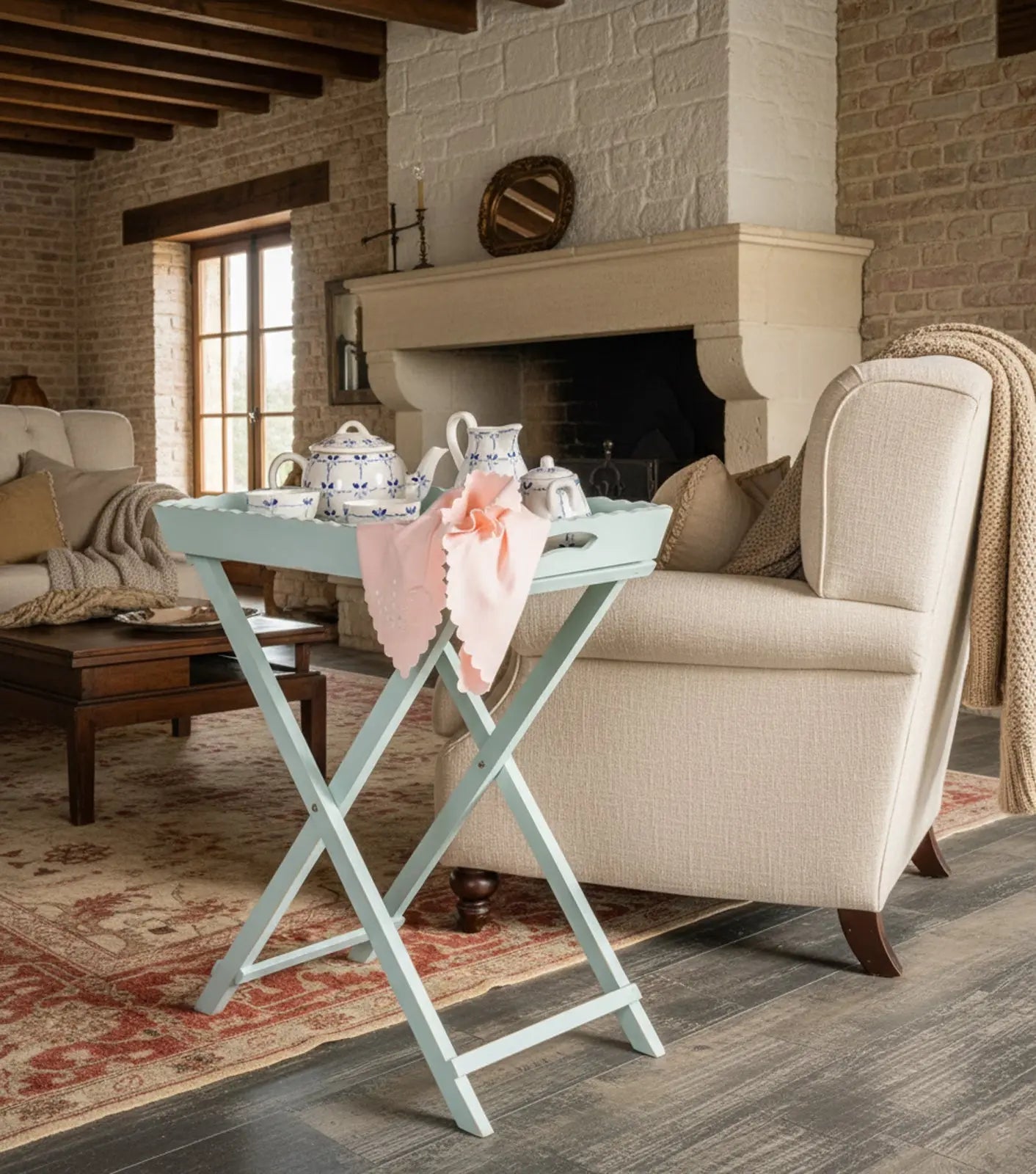 Mesa auxiliar plegable con bandeja Antique arte y decoracion