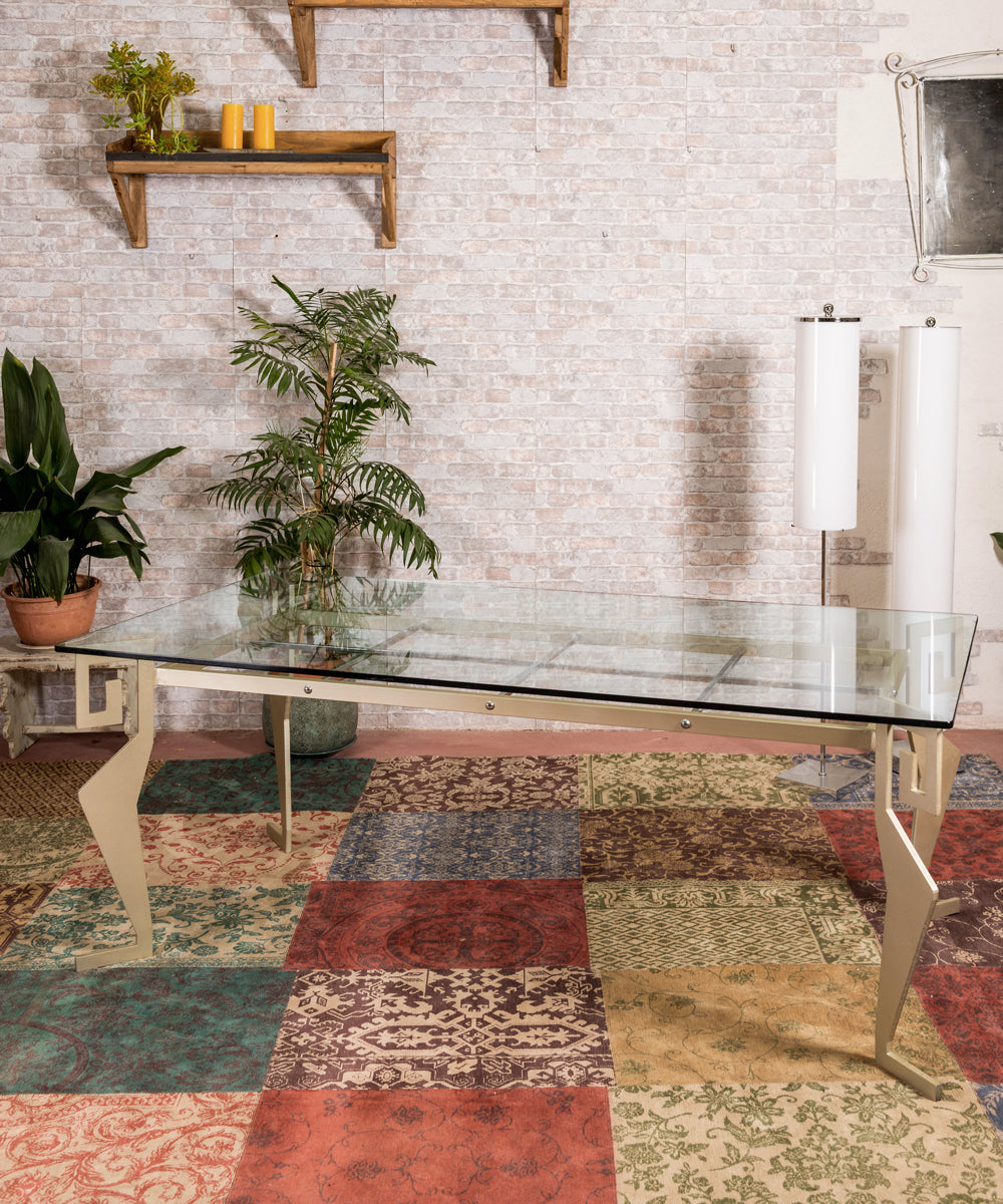 Wrought iron and glass designer table