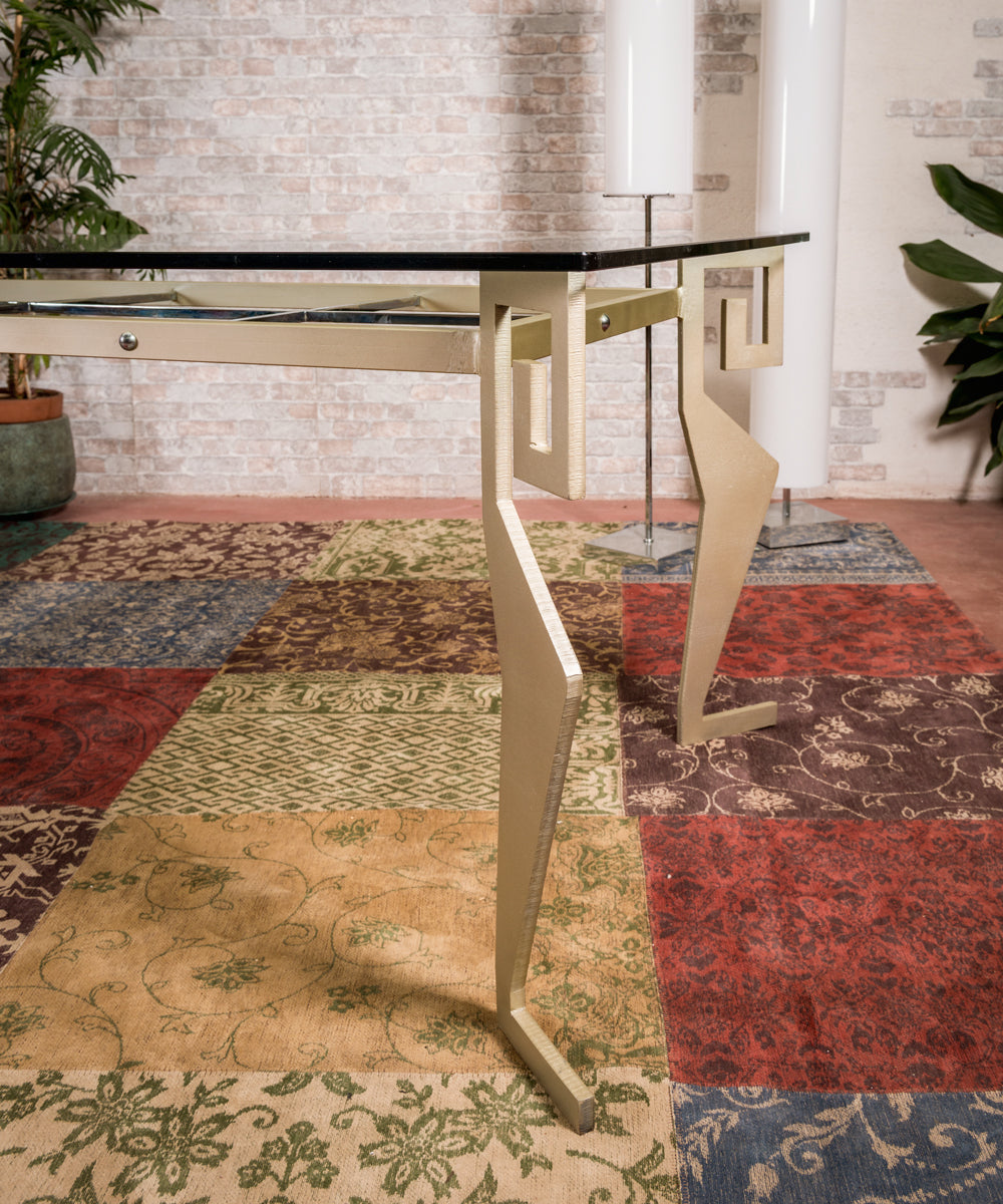 Wrought iron and glass designer table