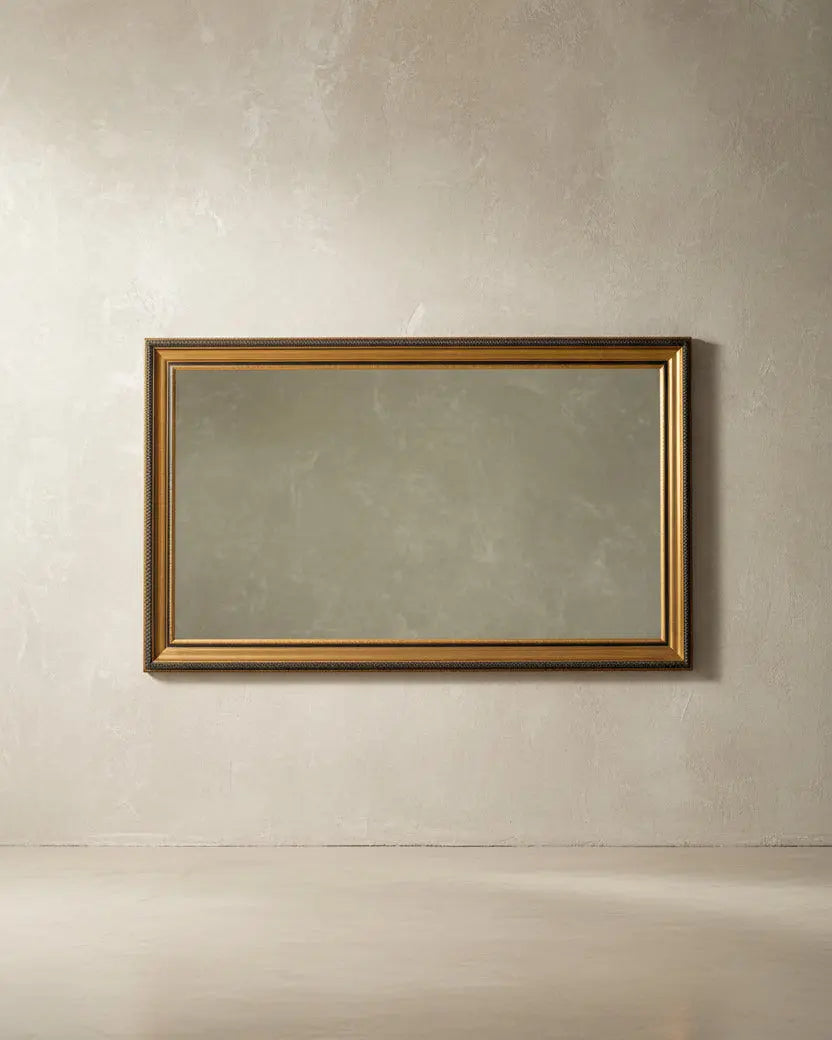 Espejo antiguo con marco negro y dorado Antique arte y decoracion