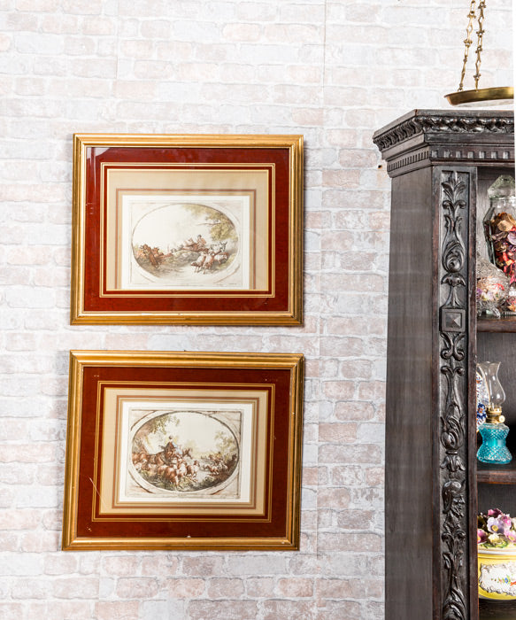 Pair of old vintage lithographs