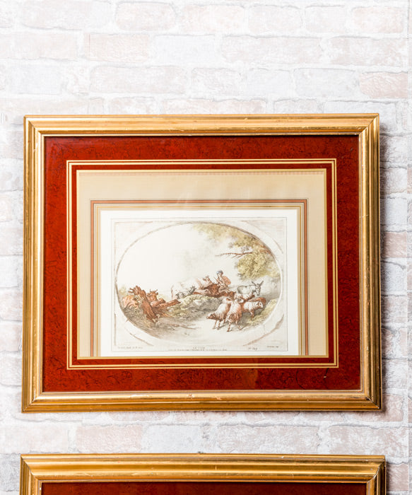 Pair of old vintage lithographs