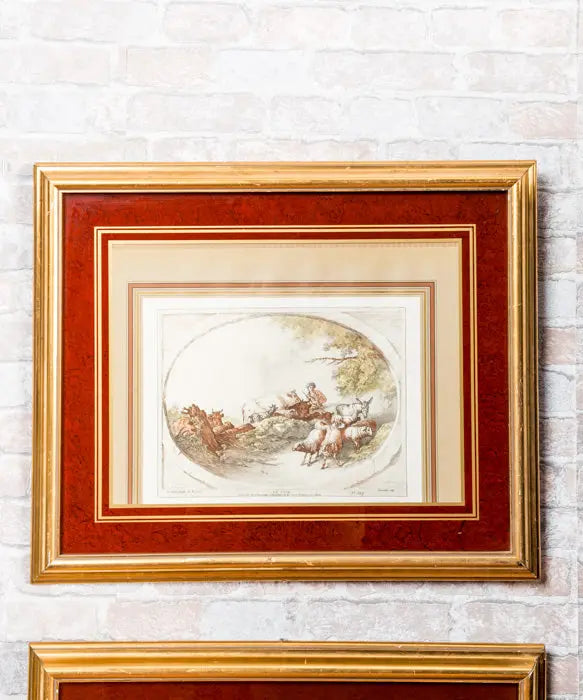 Pareja de litografías antiguas de época Antique arte y decoracion