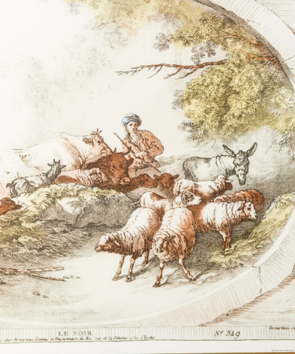 Pair of old vintage lithographs