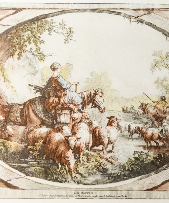 Pareja de litografías antiguas de época