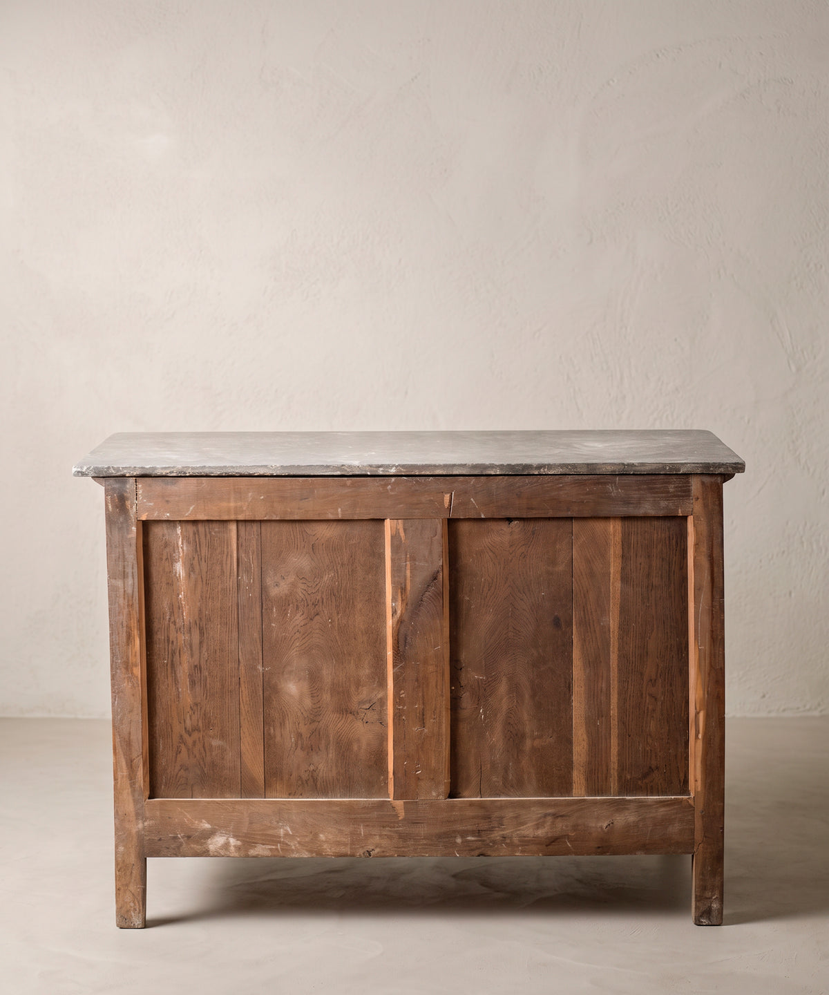 Cómoda Imperio vista trasera con bastidor y paneles de roble — Antique Arte y Decoración